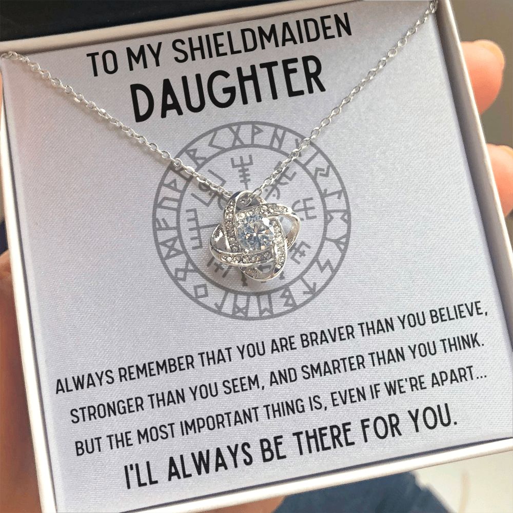 TO MY SHIELDMAIDEN DAUGHTER BRAVER LOVE KNOT NECKLACE GIFT SET - ON CLOUD NINE GIFTS
