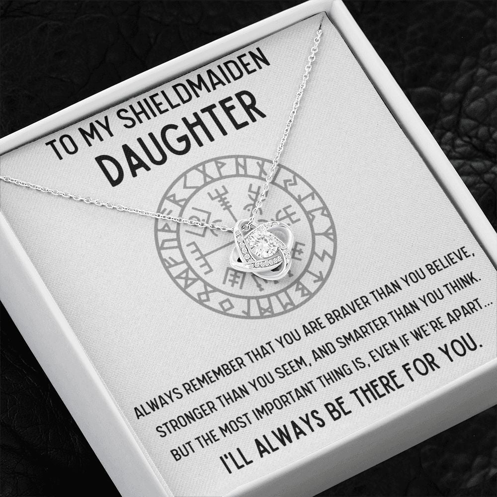 TO MY SHIELDMAIDEN DAUGHTER BRAVER LOVE KNOT NECKLACE GIFT SET - ON CLOUD NINE GIFTS