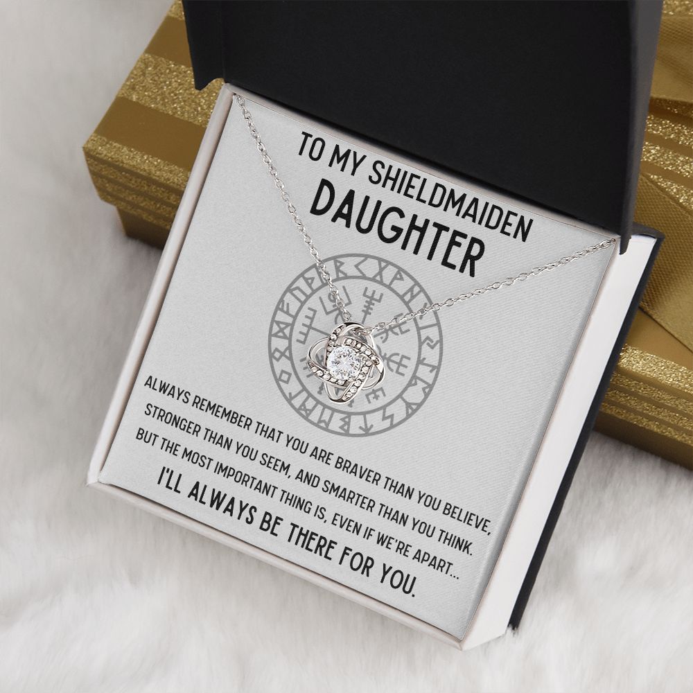 TO MY SHIELDMAIDEN DAUGHTER BRAVER LOVE KNOT NECKLACE GIFT SET - ON CLOUD NINE GIFTS