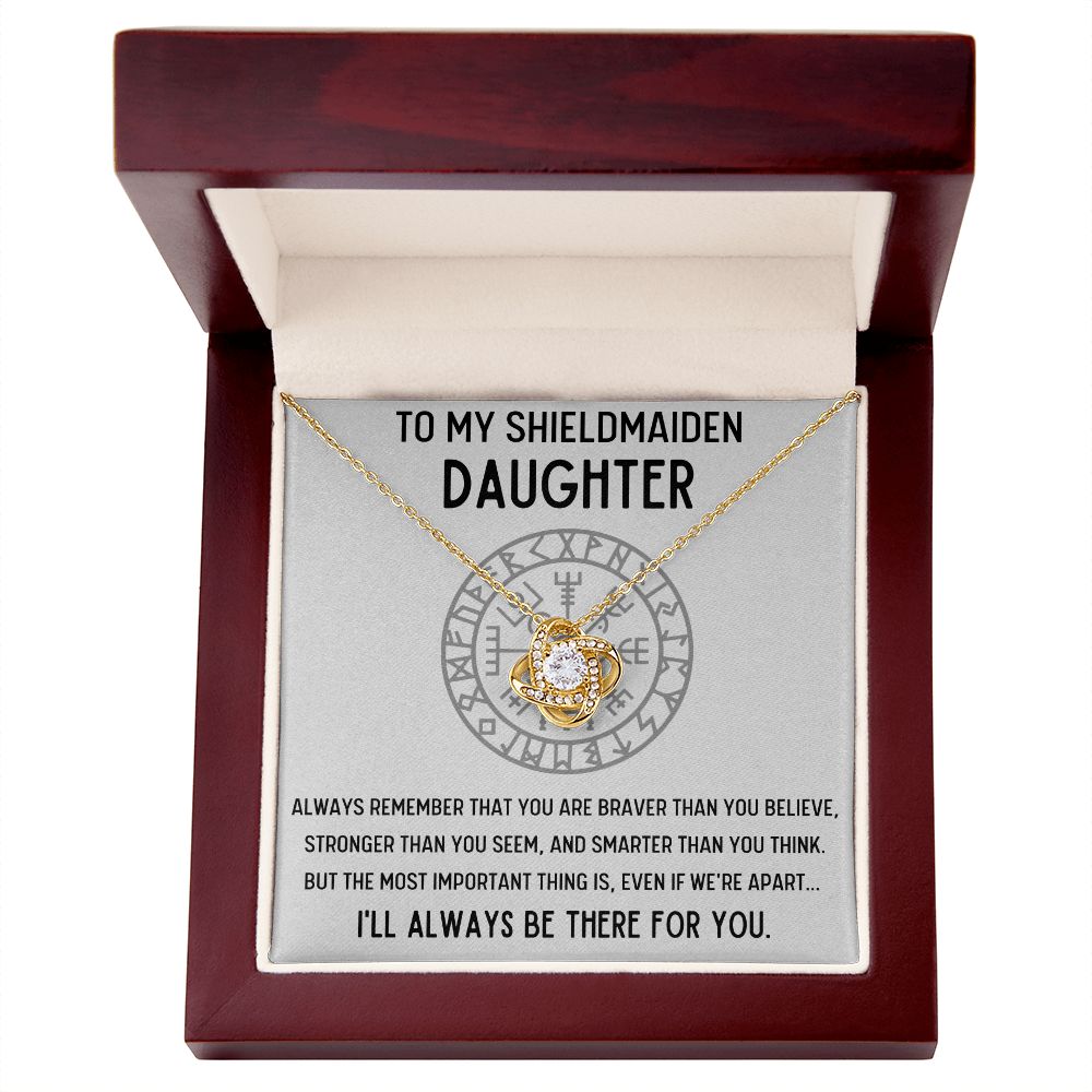 TO MY SHIELDMAIDEN DAUGHTER BRAVER LOVE KNOT NECKLACE GIFT SET - ON CLOUD NINE GIFTS