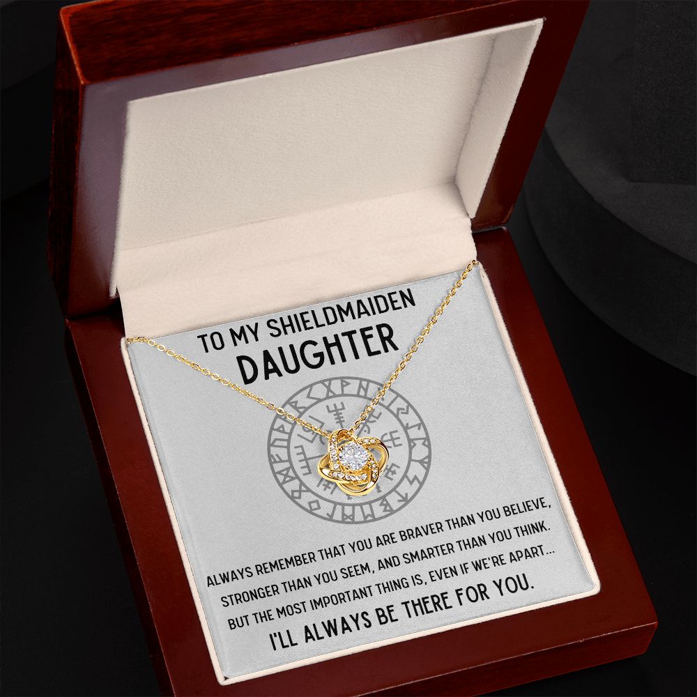 TO MY SHIELDMAIDEN DAUGHTER BRAVER LOVE KNOT NECKLACE GIFT SET - ON CLOUD NINE GIFTS