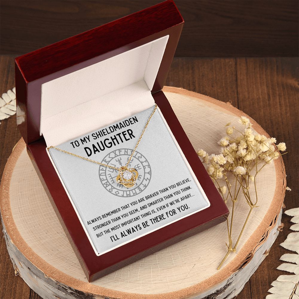TO MY SHIELDMAIDEN DAUGHTER BRAVER LOVE KNOT NECKLACE GIFT SET - ON CLOUD NINE GIFTS