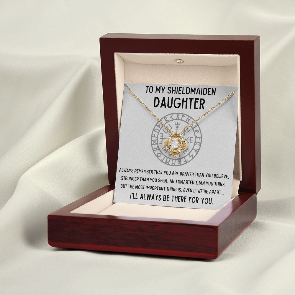 TO MY SHIELDMAIDEN DAUGHTER BRAVER LOVE KNOT NECKLACE GIFT SET - ON CLOUD NINE GIFTS