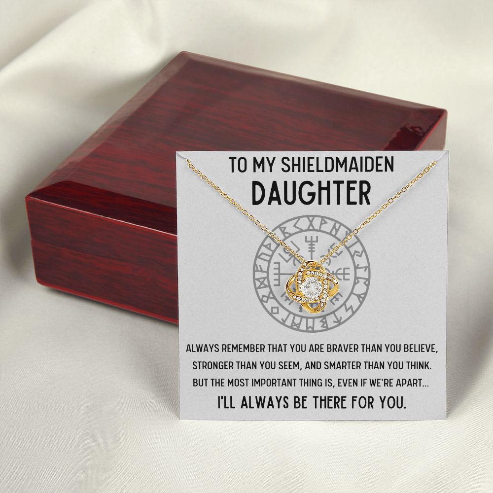 TO MY SHIELDMAIDEN DAUGHTER BRAVER LOVE KNOT NECKLACE GIFT SET - ON CLOUD NINE GIFTS