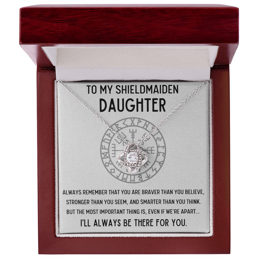 TO MY SHIELDMAIDEN DAUGHTER BRAVER LOVE KNOT NECKLACE GIFT SET - ON CLOUD NINE GIFTS