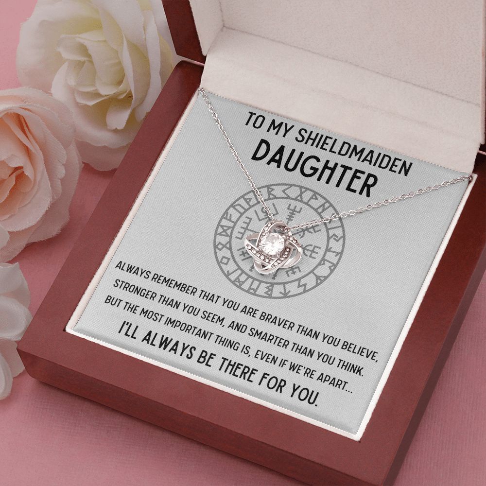 TO MY SHIELDMAIDEN DAUGHTER BRAVER LOVE KNOT NECKLACE GIFT SET - ON CLOUD NINE GIFTS