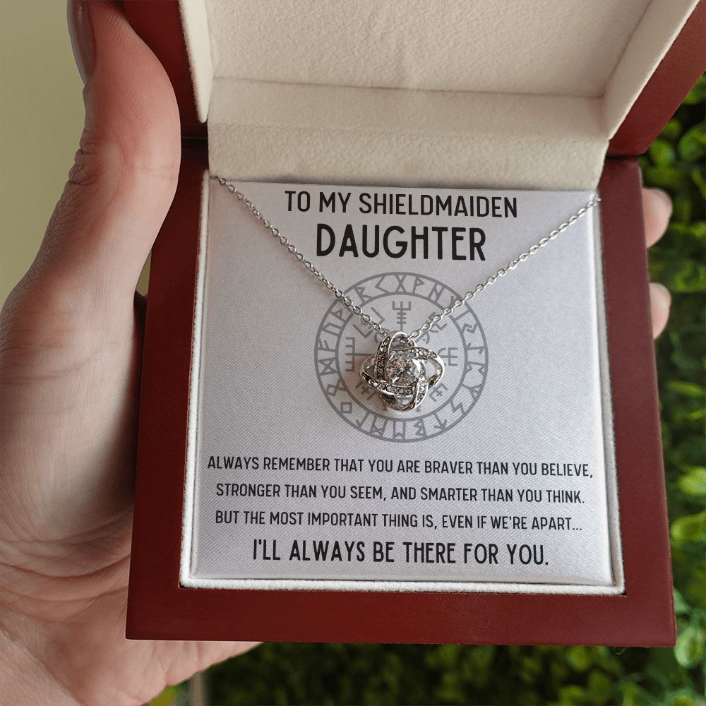 TO MY SHIELDMAIDEN DAUGHTER BRAVER LOVE KNOT NECKLACE GIFT SET - ON CLOUD NINE GIFTS