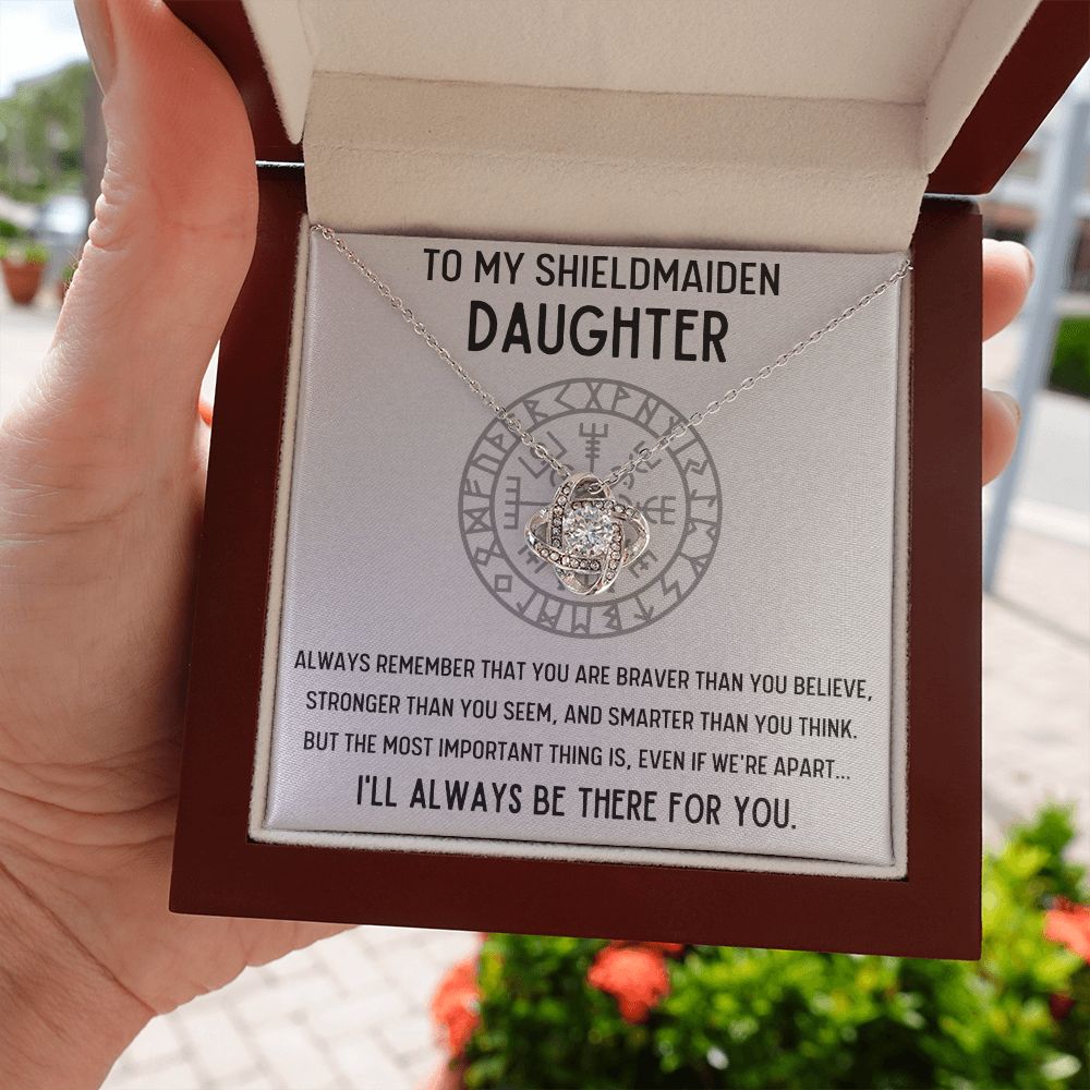 TO MY SHIELDMAIDEN DAUGHTER BRAVER LOVE KNOT NECKLACE GIFT SET - ON CLOUD NINE GIFTS