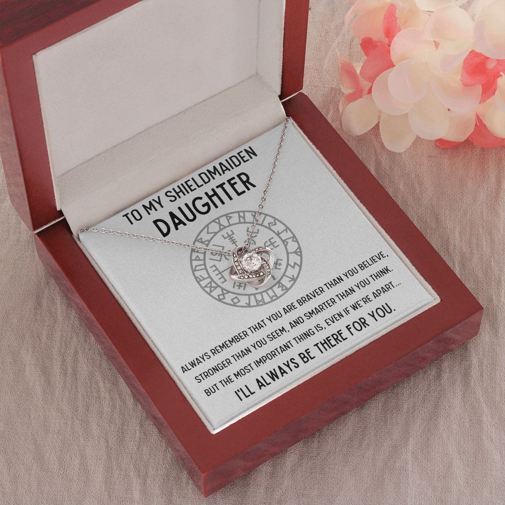 TO MY SHIELDMAIDEN DAUGHTER BRAVER LOVE KNOT NECKLACE GIFT SET - ON CLOUD NINE GIFTS