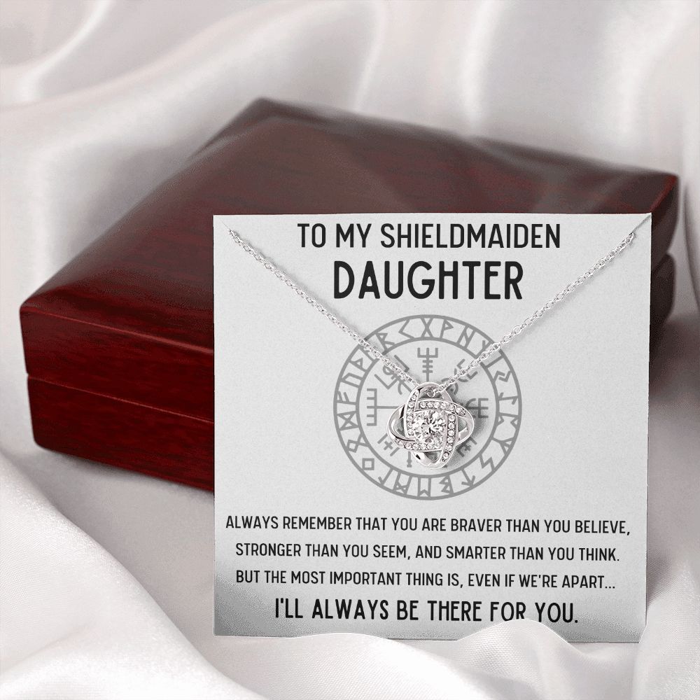 TO MY SHIELDMAIDEN DAUGHTER BRAVER LOVE KNOT NECKLACE GIFT SET - ON CLOUD NINE GIFTS