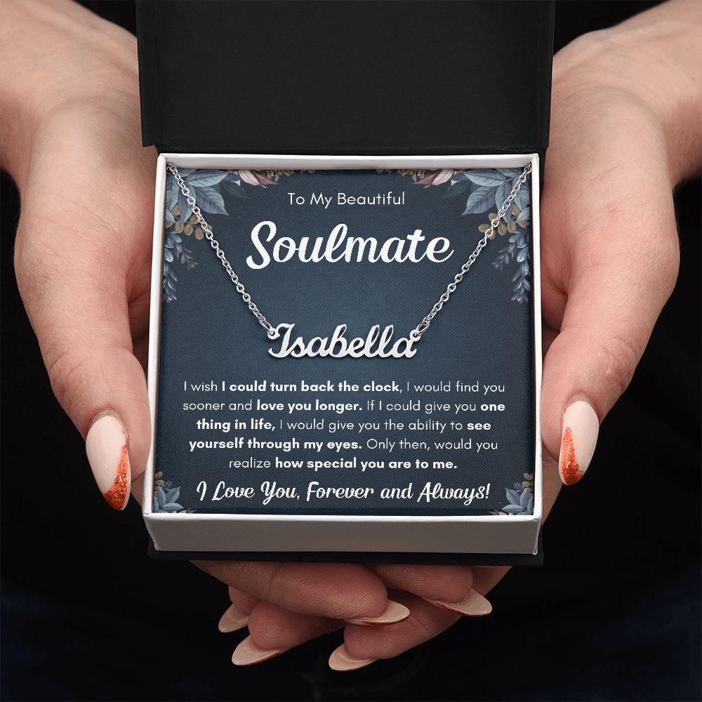 Necklace with name for soulmate gifts for her gift for girlfriend gift for wife soulmate name necklace personalized for women fiance jewerly - ON CLOUD NINE GIFTS
