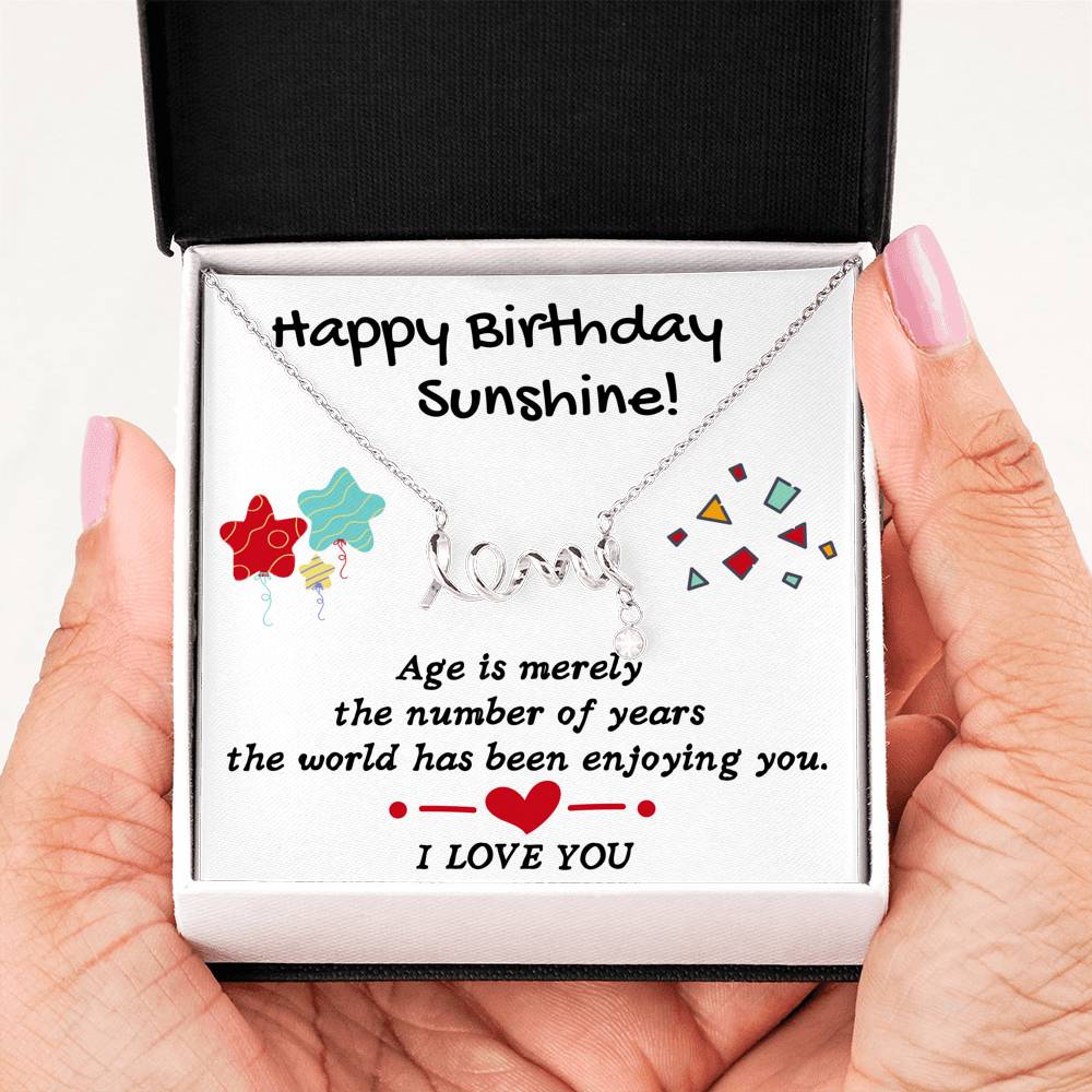 HAPPY BIRTHDAY SUNSHINE LOVE NECKLACE | MESSAGE CARD | GIFT BOX - ON CLOUD NINE GIFTS