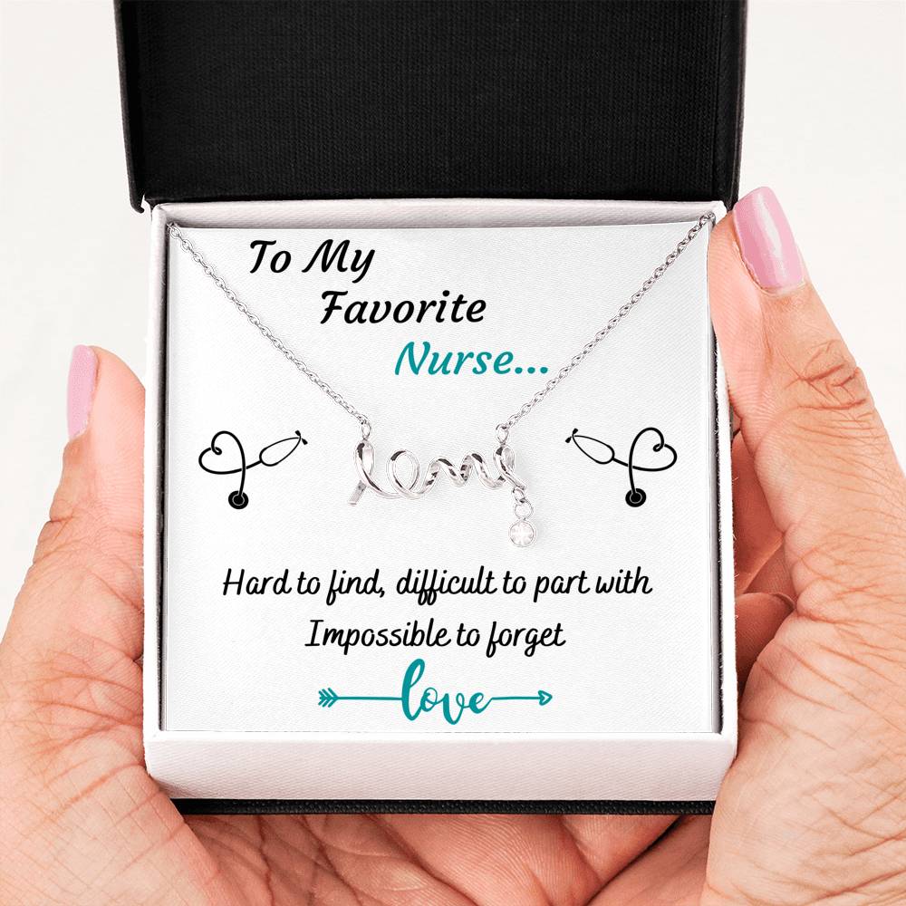 TO MY FAVORITE NURSE LOVE NECKLACE | MESSAGE CARD | GIFT BOX - ON CLOUD NINE GIFTS