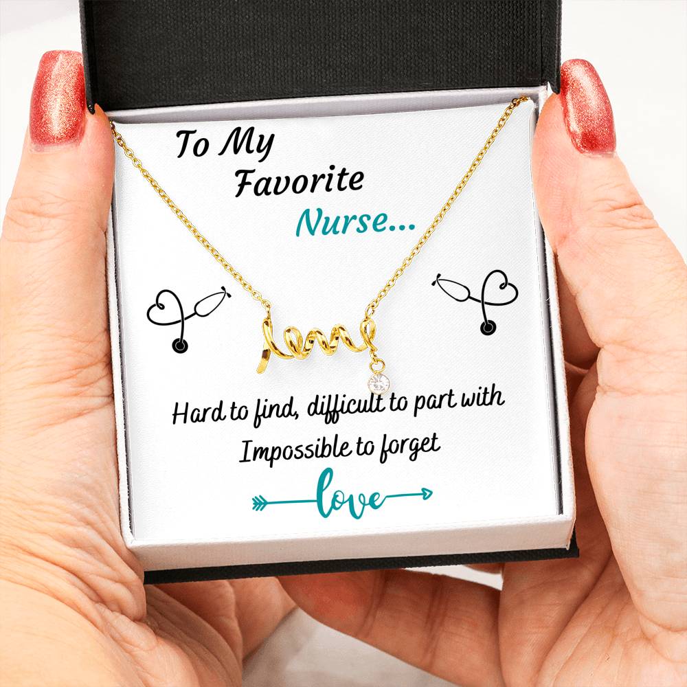 TO MY FAVORITE NURSE LOVE NECKLACE | MESSAGE CARD | GIFT BOX - ON CLOUD NINE GIFTS