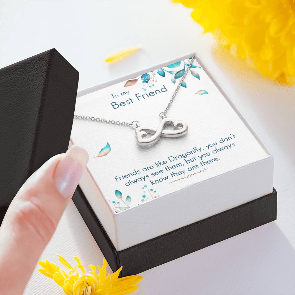 TO MY BEST FRIEND "DRAGONFLY" INFINITY NECKLACE GIFT SET - ON CLOUD NINE GIFTS