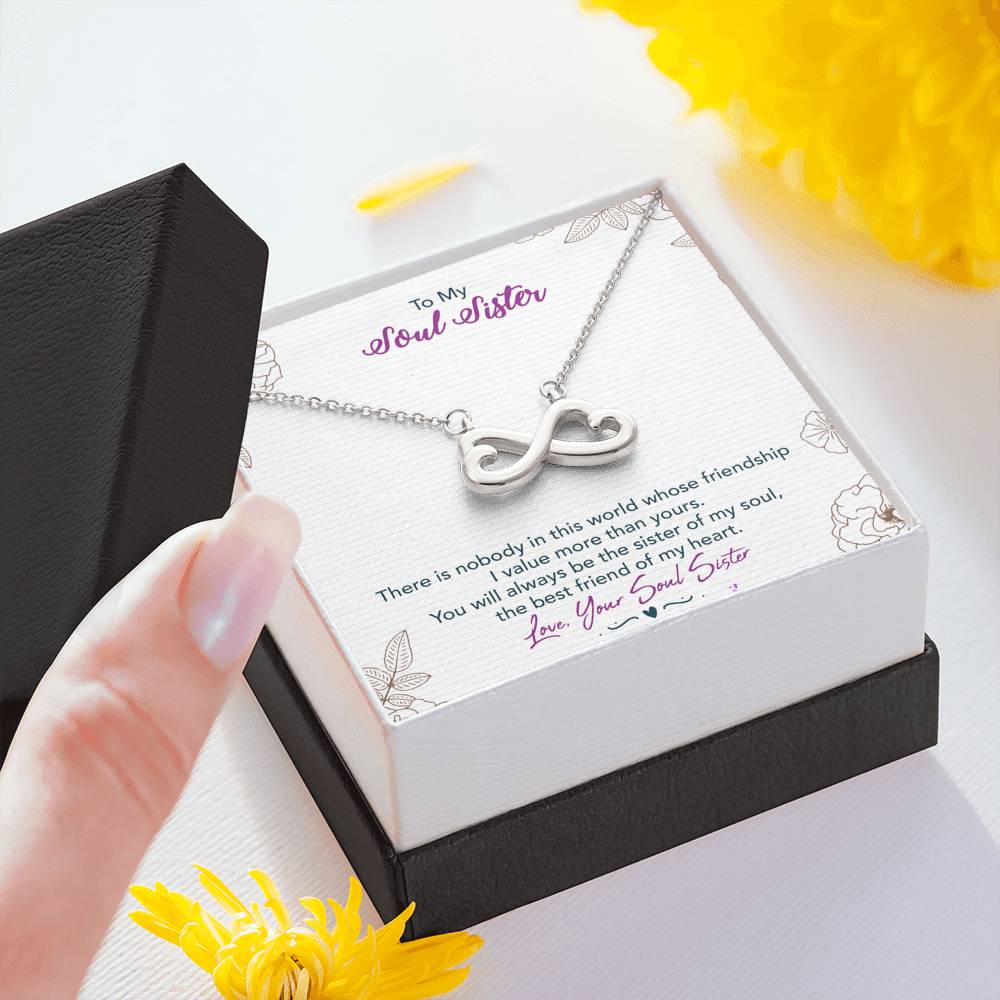 TO MY SOUL SISTER "THIS WORLD - SO" INFINITY NECKLACE GIFT SET - ON CLOUD NINE GIFTS
