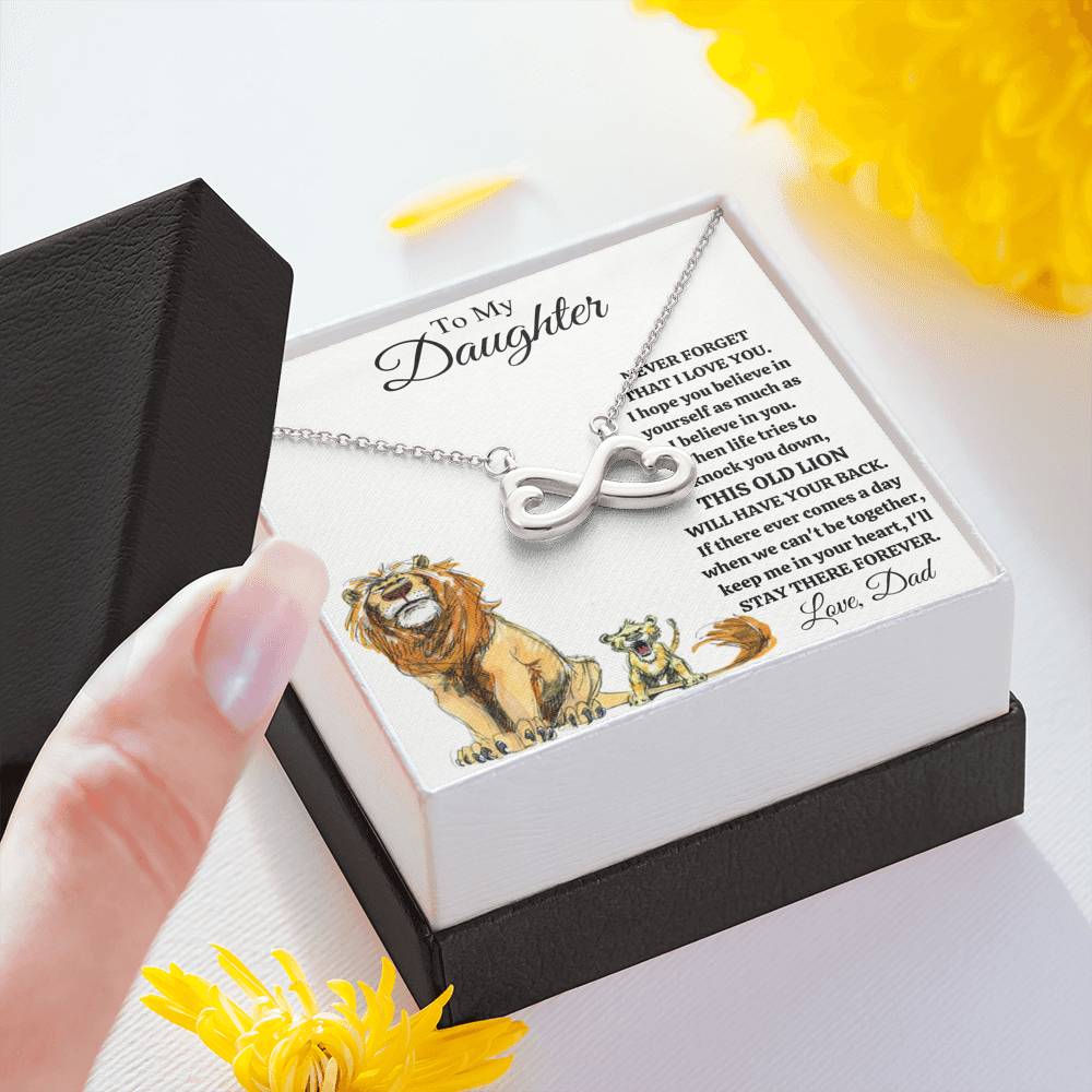 TO MY DAUGHTER "THIS OLD LION - DRAWING" INFINITY NECKLACE GIFT SET - ON CLOUD NINE GIFTS