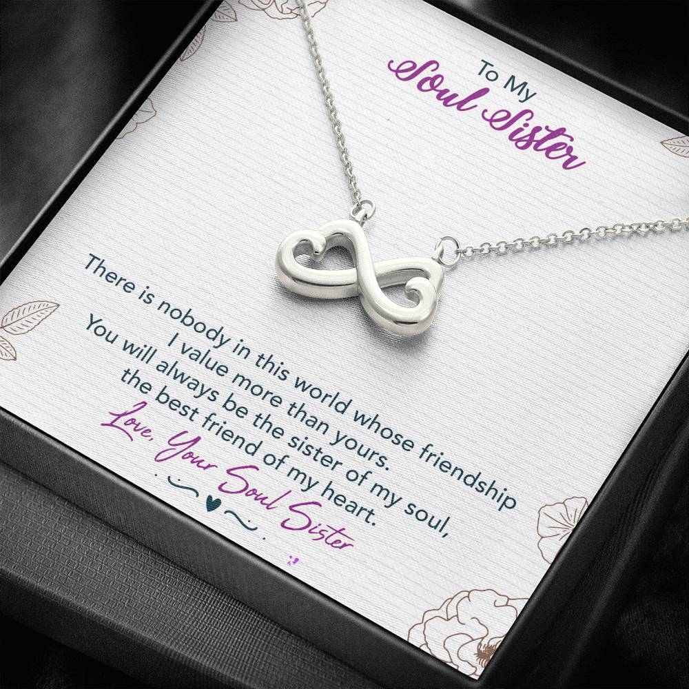 TO MY SOUL SISTER "THIS WORLD - SO" INFINITY NECKLACE GIFT SET - ON CLOUD NINE GIFTS