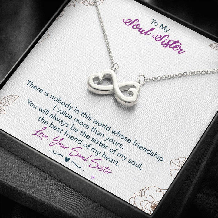 TO MY SOUL SISTER "THIS WORLD - SO" INFINITY NECKLACE GIFT SET - ON CLOUD NINE GIFTS