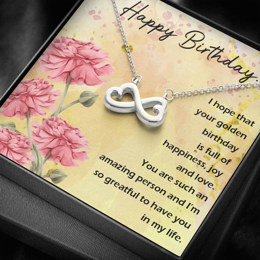 HAPPY BIRTHDAY "GOLDEN" INFINITY NECKLACE GIFT SET - ON CLOUD NINE GIFTS