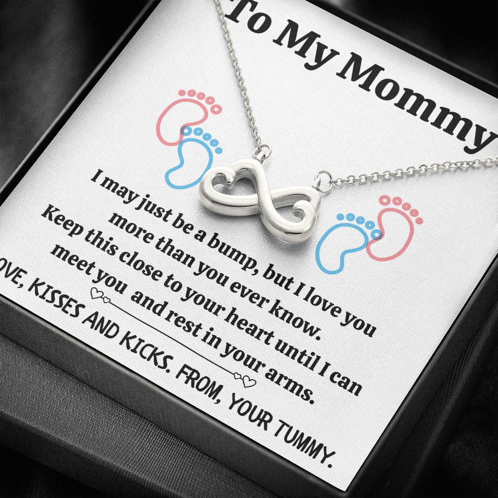 TO MY MOMMY "BABY FEET - WHITE" INFINITY NECKLACE GIFT SET - ON CLOUD NINE GIFTS
