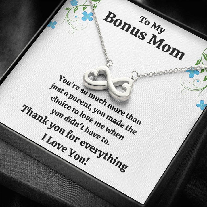 TO MY BONUS MOM "CHOICE TO LOVE ME" INFINITY NECKLACE GIFT SET - ON CLOUD NINE GIFTS