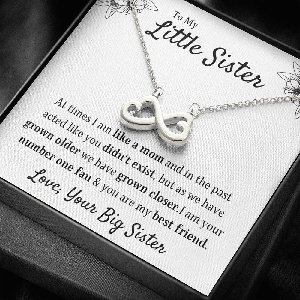 TO MY LITTLE SISTER "YOUR FAN" INFINITY NECKLACE GIFT SET - ON CLOUD NINE GIFTS