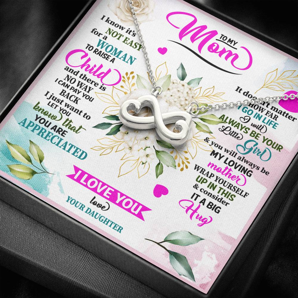 TO MY MOM FROM DAUGHTER "RAISE" INFINITY HEARTS NECKLACE GIFT SET - ON CLOUD NINE GIFTS