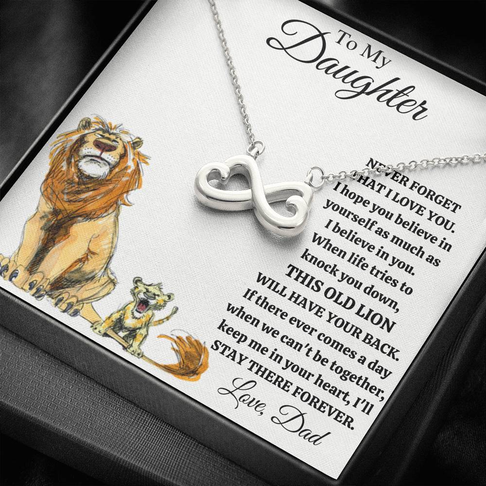 TO MY DAUGHTER "THIS OLD LION - DRAWING" INFINITY NECKLACE GIFT SET - ON CLOUD NINE GIFTS