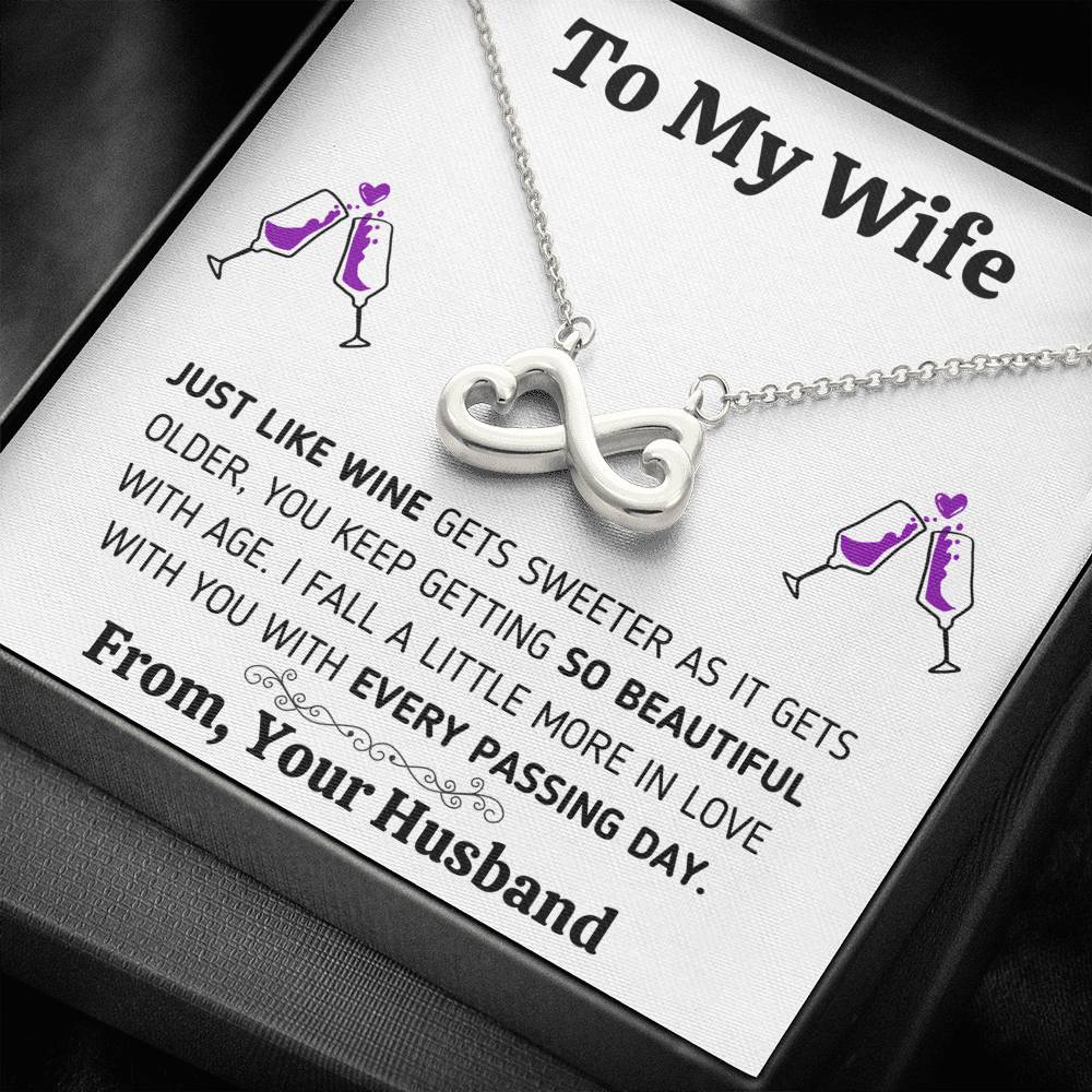 TO MY WIFE "JUST LIKE WINE" INFINITY NECKLACE GIFT SET - ON CLOUD NINE GIFTS