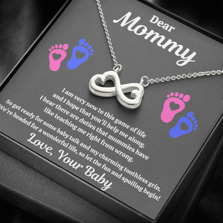 DEAR MOMMY "SPOILING HEART-FEET" INFINITY NECKLACE GIFT SET - ON CLOUD NINE GIFTS