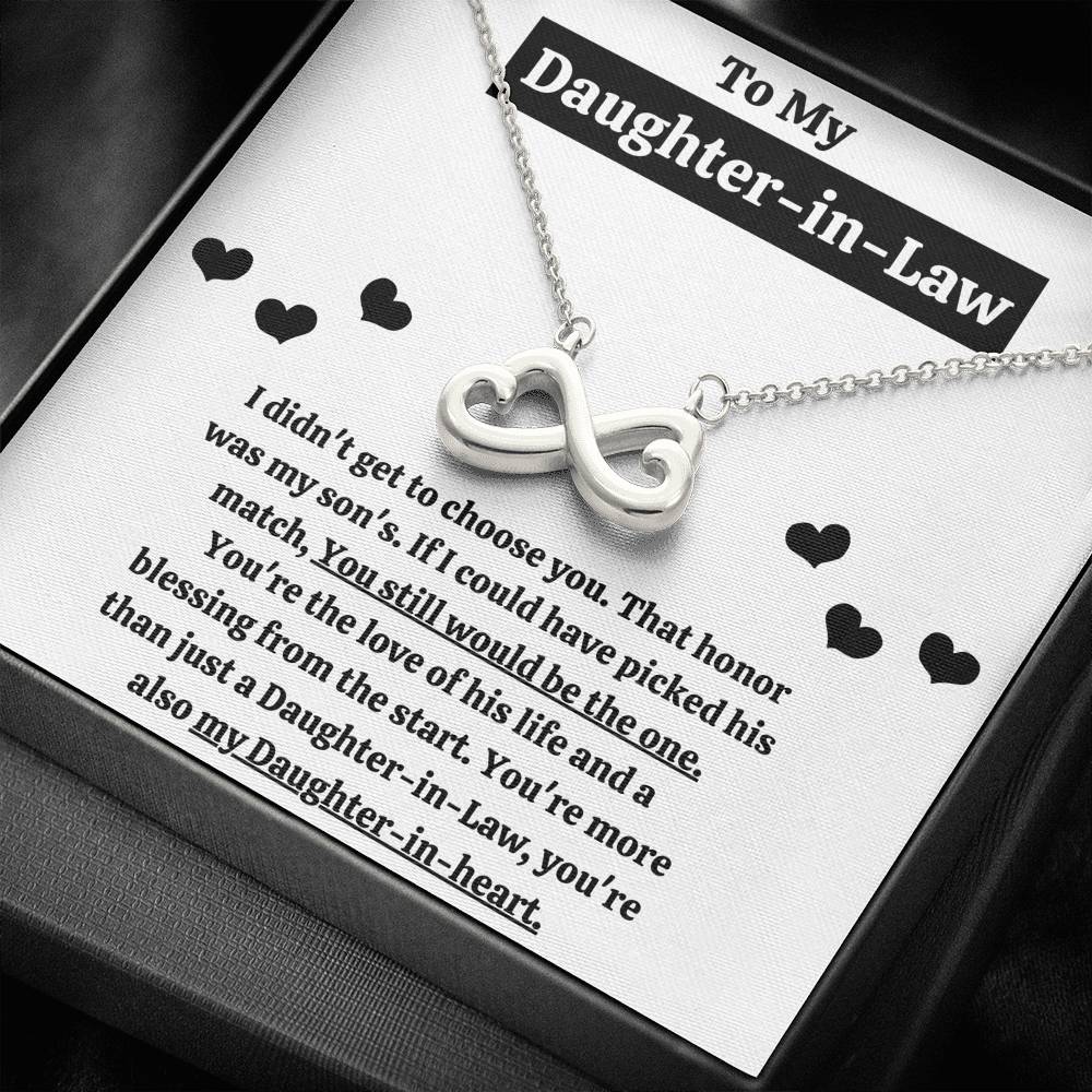 TO MY DAUGHTER-IN-LAW "BLESSING FROM THE START" INFINITY HEARTS NECKLACE GIFT SET - ON CLOUD NINE GIFTS