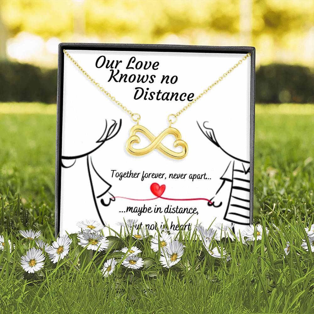 OUR LOVE KNOWS NO DISTANCE INFINITY NECKLACE | MESSAGE CARD | GIFT BOX - ON CLOUD NINE GIFTS