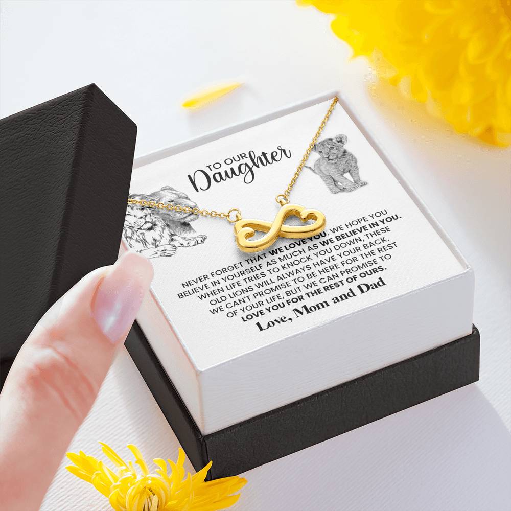 TO OUR DAUGHTER "THESE OLD LIONS" INFINITY NECKLACE GIFT SET - ON CLOUD NINE GIFTS