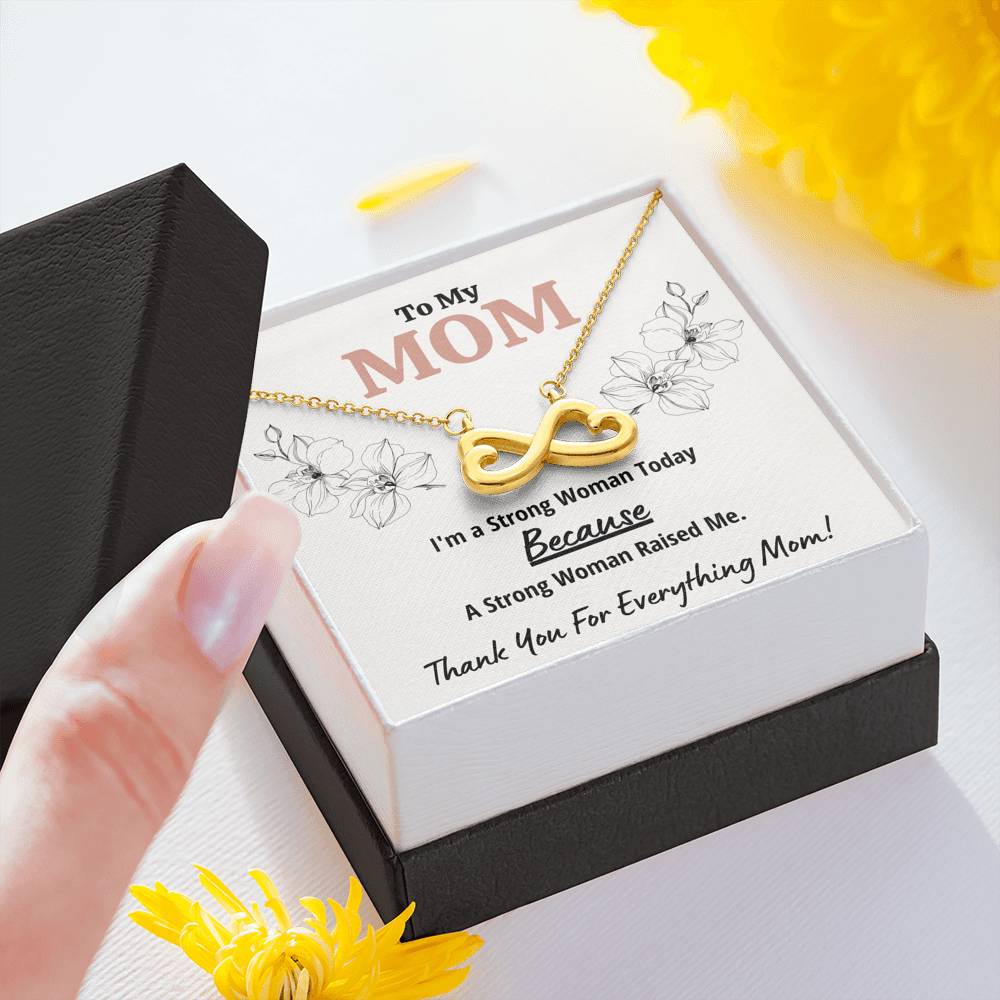 TO MY MOM "STRONG WOMAN" INFINITY HEARTS NECKLACE GIFT SET - ON CLOUD NINE GIFTS