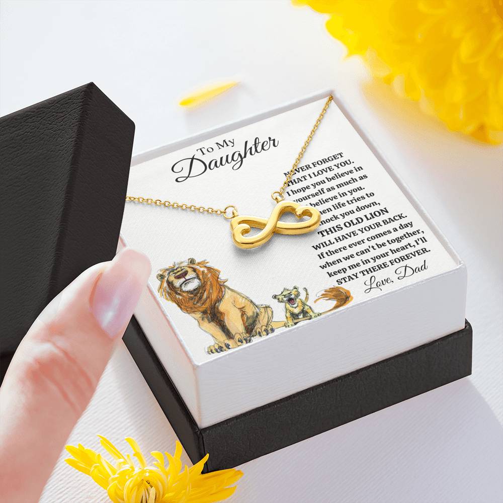 TO MY DAUGHTER "THIS OLD LION - DRAWING" INFINITY NECKLACE GIFT SET - ON CLOUD NINE GIFTS