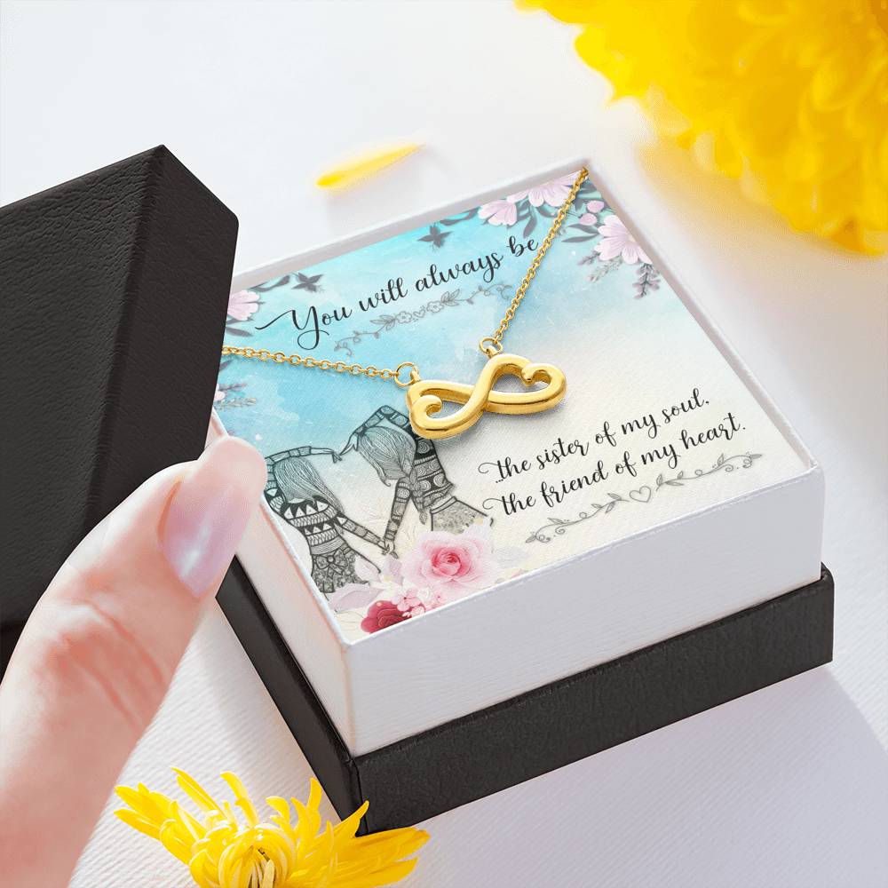 TO MY BEST FRIEND "SISTER OF MY SOUL" INFINITY HEARTS NECKLACE GIFT SET - ON CLOUD NINE GIFTS