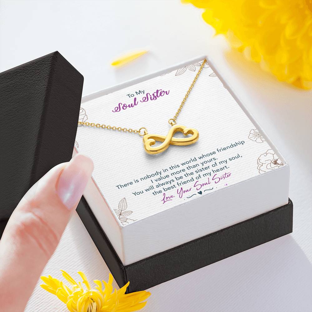 TO MY SOUL SISTER "THIS WORLD - SO" INFINITY NECKLACE GIFT SET - ON CLOUD NINE GIFTS