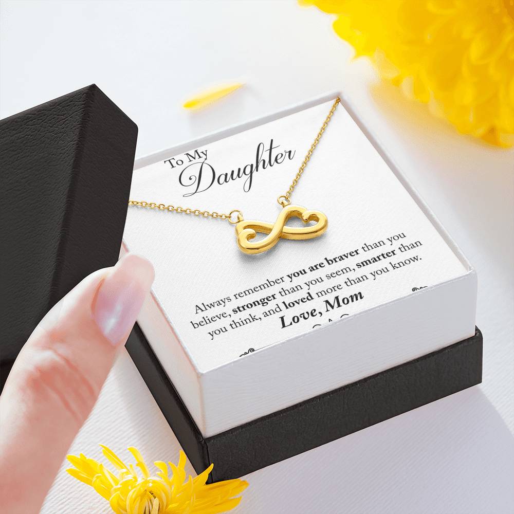 TO MY DAUGHTER "STRONGER THAN YOU SEEM - SO" INFINITY NECKLACE GIFT SET - ON CLOUD NINE GIFTS