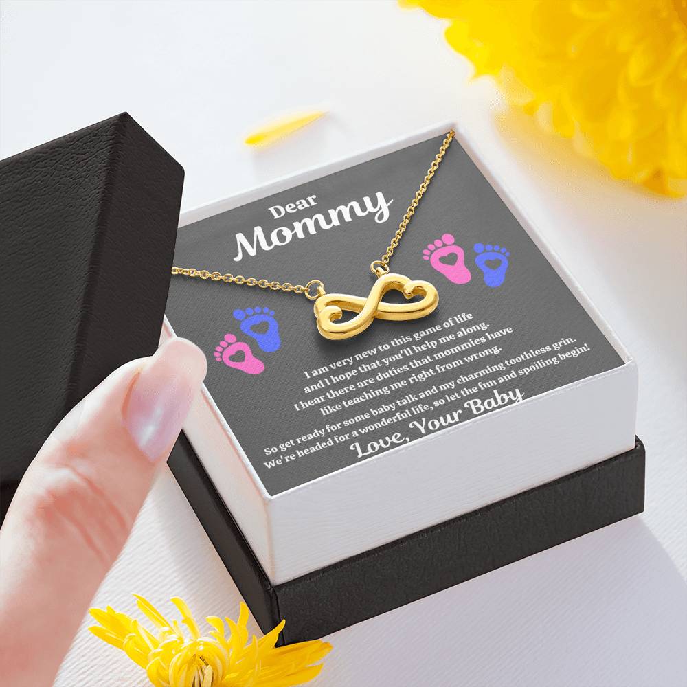 DEAR MOMMY "SPOILING HEART-FEET" INFINITY NECKLACE GIFT SET - ON CLOUD NINE GIFTS