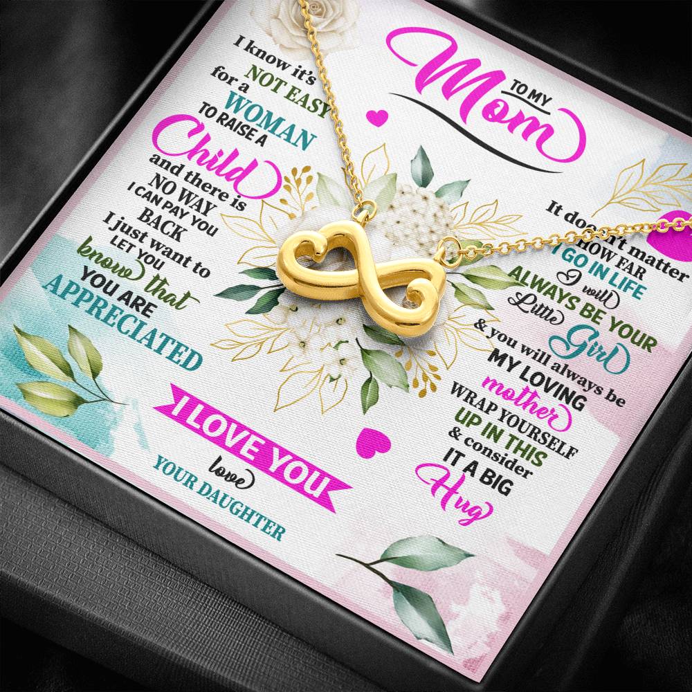 TO MY MOM FROM DAUGHTER "RAISE" INFINITY HEARTS NECKLACE GIFT SET - ON CLOUD NINE GIFTS