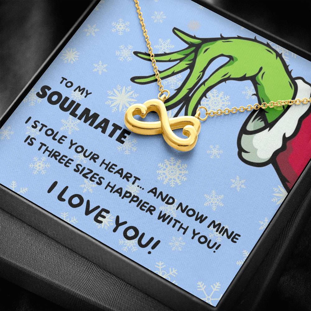 TO MY SOULMATE "THREE SIZES HAPPIER - SNOW" INFINITY NECKLACE GIFT SET - ON CLOUD NINE GIFTS