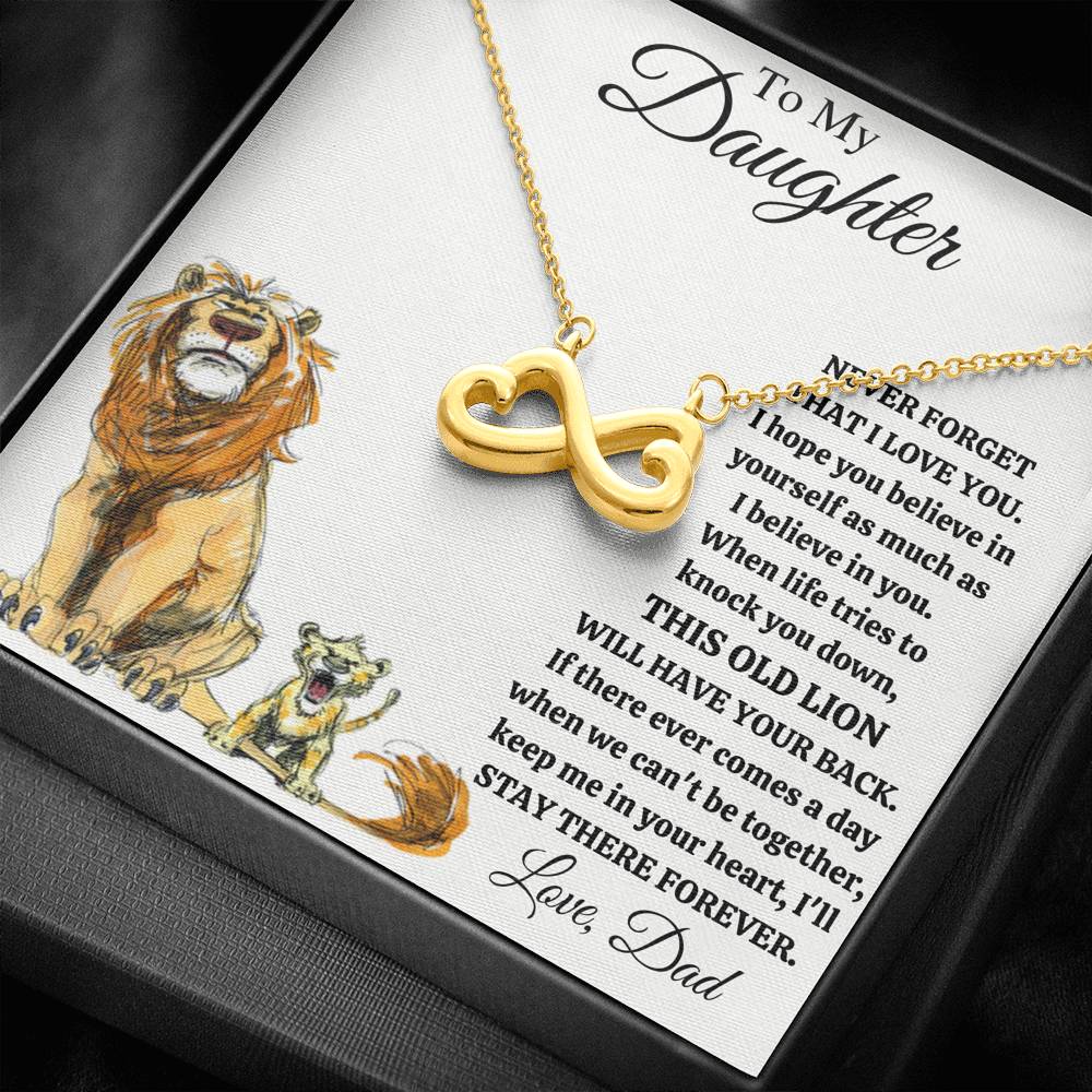 TO MY DAUGHTER "THIS OLD LION - DRAWING" INFINITY NECKLACE GIFT SET - ON CLOUD NINE GIFTS