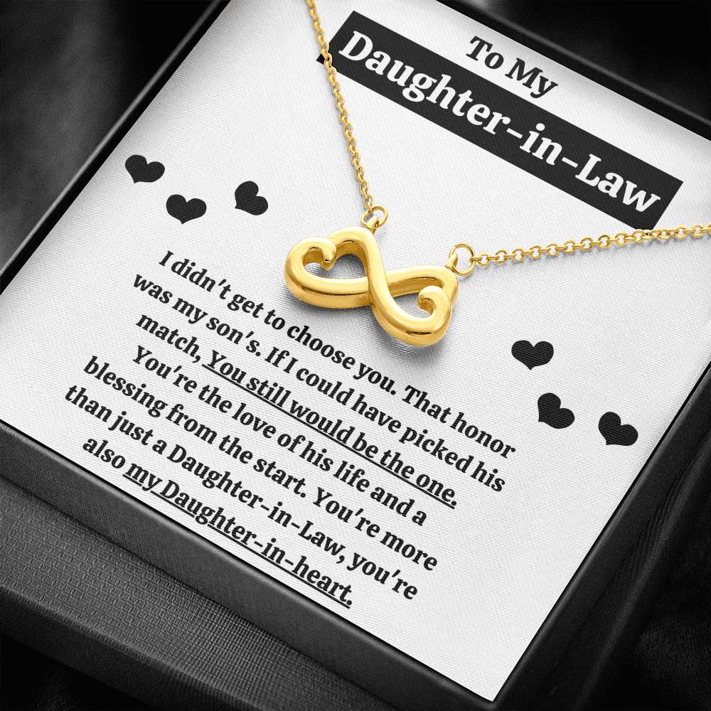 TO MY DAUGHTER-IN-LAW "BLESSING FROM THE START" INFINITY HEARTS NECKLACE GIFT SET - ON CLOUD NINE GIFTS