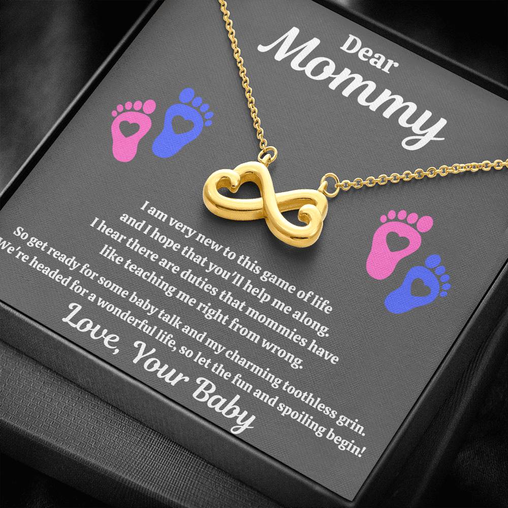 DEAR MOMMY "SPOILING HEART-FEET" INFINITY NECKLACE GIFT SET - ON CLOUD NINE GIFTS