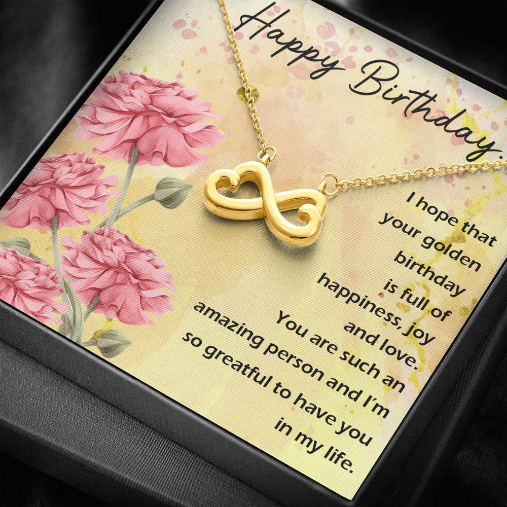 HAPPY BIRTHDAY "GOLDEN" INFINITY NECKLACE GIFT SET - ON CLOUD NINE GIFTS