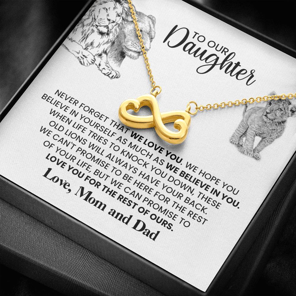 TO OUR DAUGHTER "THESE OLD LIONS" INFINITY NECKLACE GIFT SET - ON CLOUD NINE GIFTS