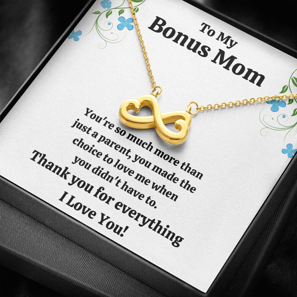 TO MY BONUS MOM "CHOICE TO LOVE ME" INFINITY NECKLACE GIFT SET - ON CLOUD NINE GIFTS