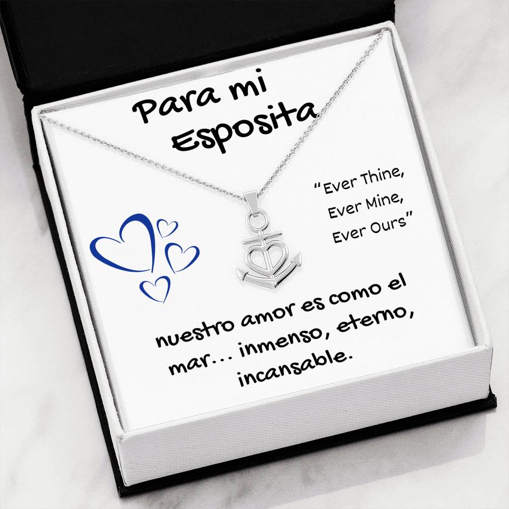 PARA MI ESPOSITA ANCHOR NECKLACE | WIFE SPANISH MESSAGE CARD | GIFT BOX - ON CLOUD NINE GIFTS
