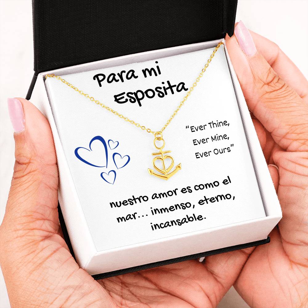 PARA MI ESPOSITA ANCHOR NECKLACE | WIFE SPANISH MESSAGE CARD | GIFT BOX - ON CLOUD NINE GIFTS